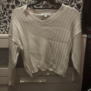 Vigoss Cream Ribbed Knit Sweater
